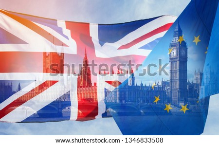 Brexit themed image with the European and UK flag