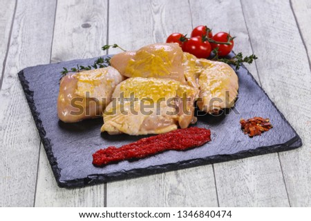 Marinated chicken with mustard ready for roast