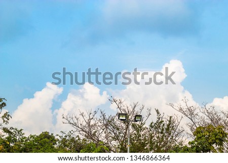 Light poles and trees background sky with cloud