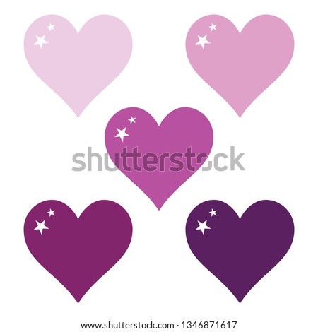 Violet hearts set, clip art vector illustration