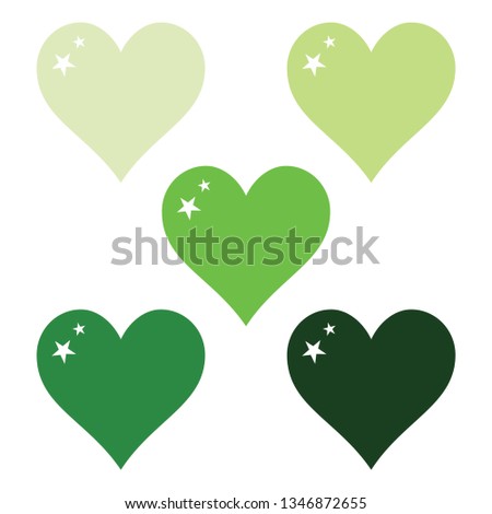 Green hearts set, love clip art, vector illustration