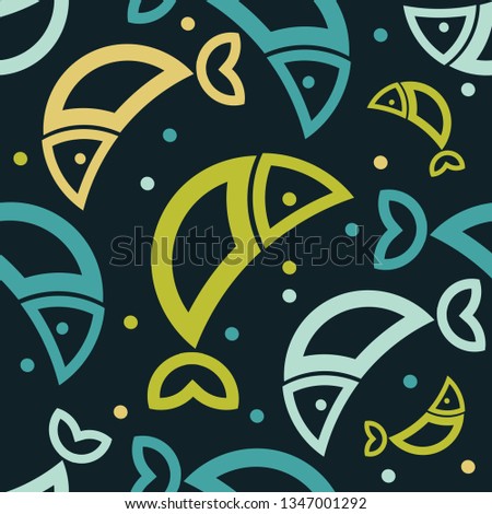 Seamless pattern with fishes in the sea. Cute cartoon. Can be used for wallpaper, textile, invitation card, wrapping, web page background.