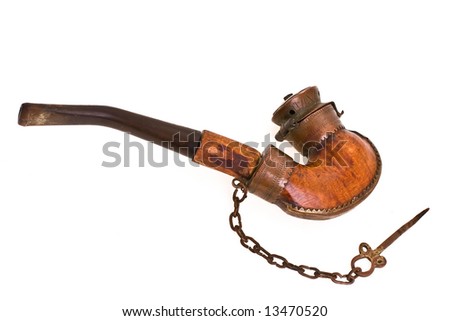aging smoking pipe taken pictures on white background
