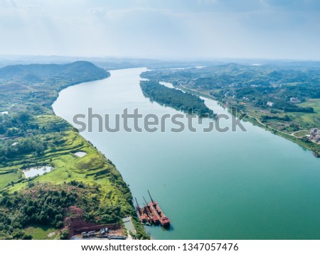 Overlooking the Green Xiangjiang River, Hunan, China 