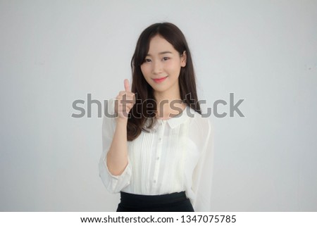 Portrait of thai adult working women white shirt Great