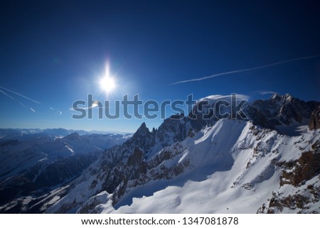 winter mountain with the sun shining