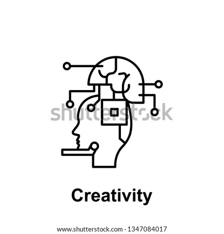 Robot, ai, brain icon. Element of creative thinkin icon witn name. Thin line icon for website design and development, app development.