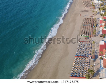 Aerial photography of Burriana Beach in Nerja Spain On Costa del Sol