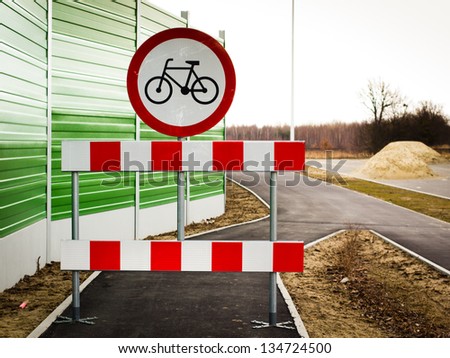 Prohibition sign for cycling