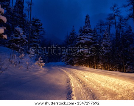 Mountain Winter Road at Night       