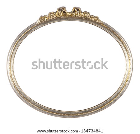 oval wooden frame on white background with clipping path