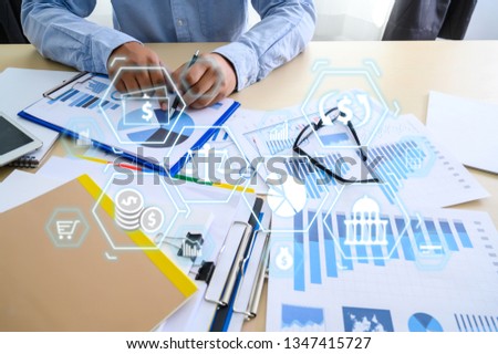 Working team meeting concep graph financial with social network diagram discussing data analysis data the charts and graphs