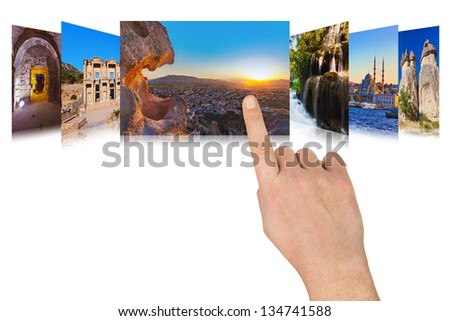 Hand scrolling Turkey travel images - nature and architecture concept (my photos)