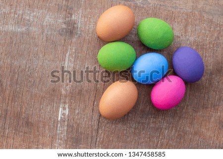 Close up of colorful Easter eggs.