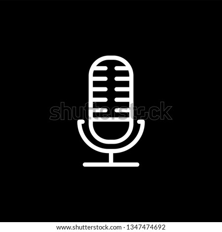Microphone Line Icon On Black Background. Black Flat Style Vector Illustration.
