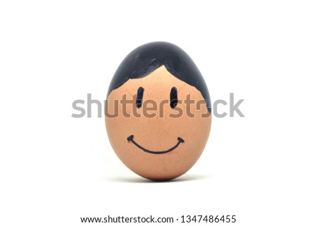 egg face​ smile​ on white background 