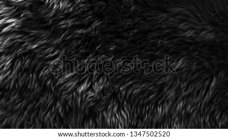 Black wool texture background, dark natural sheep wool, black seamless cotton, texture of gray fluffy fur, close-up fragment of black wool carpet