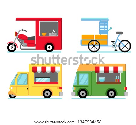 Various of street food stall use vehicle