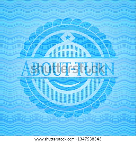 About-turn water representation badge background.