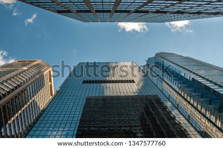 High rise office buildings from bottom up view at Philadelphia