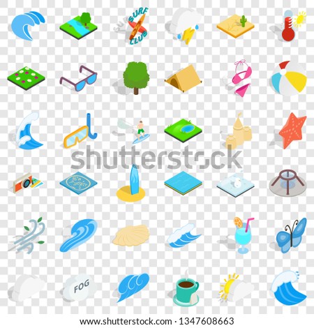 Water creation icons set. Isometric style of 36 water creation vector icons for web for any design