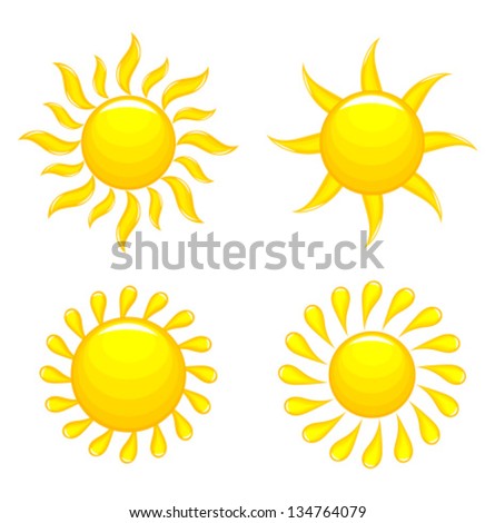 Set of glossy suns. Vector illustration