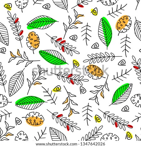 seamless pattern with bright leaves - vector illustration, eps