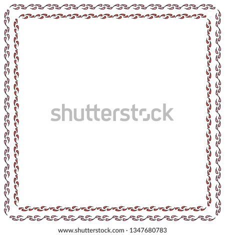 Square frame of little pink and red hearts. Isolated frame on white background for your design.