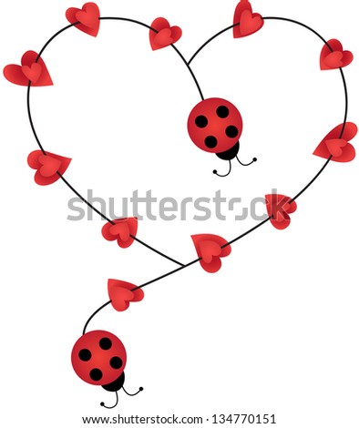 Ladybugs forming heart shape