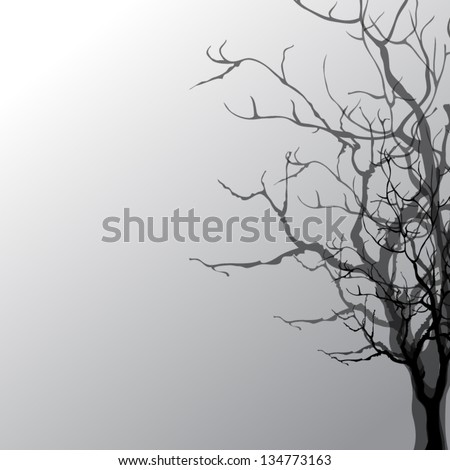 Abstract silhouette of a tree with a shadow
