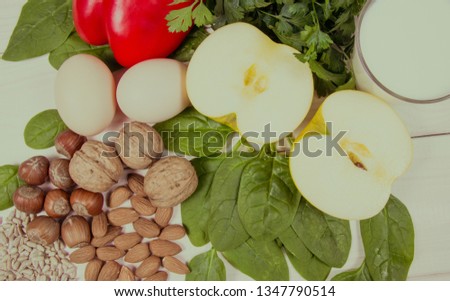 Food ingredients containing vitamin E. Concept of a healthy diet.