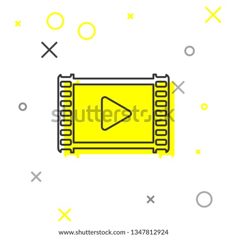 Grey Play Video line icon isolated on white background. Film strip with play sign. Vector Illustration