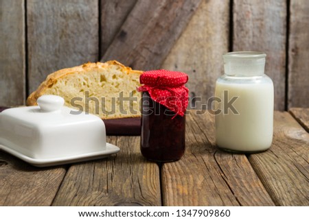 jam, milk, bread