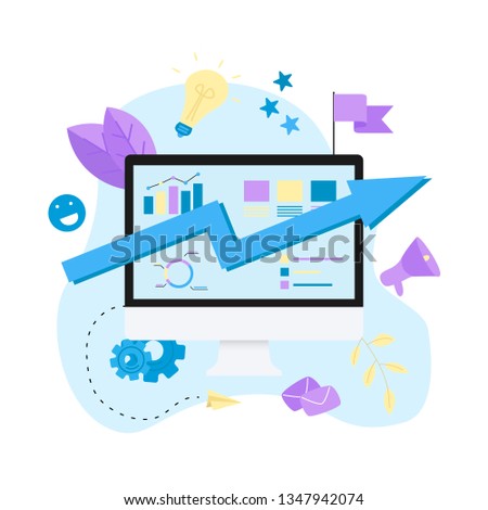 Abstract business growth blue arrow. Finance concept.	