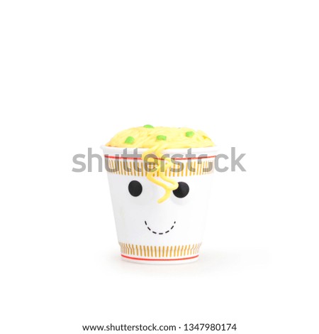 Children's cute toy food with a smile on a white background