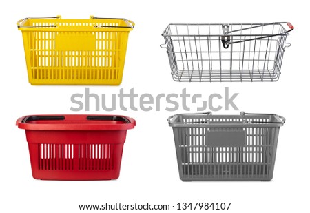 Empty shopping basket isolated on white background Royalty-Free Stock Photo #1347984107