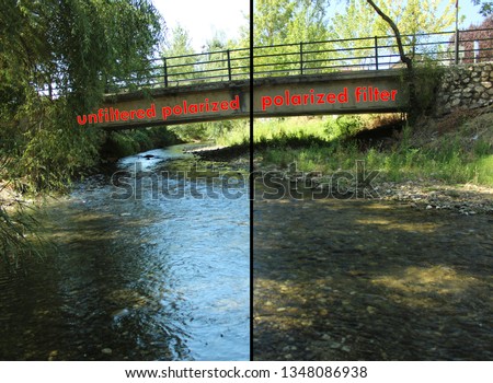 comparative of polarised filter Royalty-Free Stock Photo #1348086938