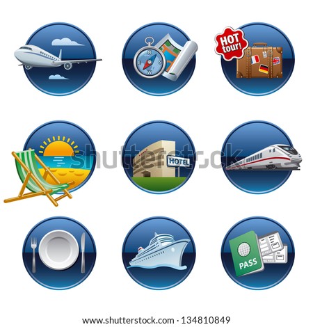 Travel icon set buttons Royalty-Free Stock Photo #134810849