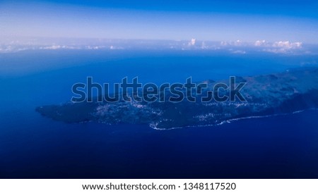 Aerial panoramic view to Pico island at Azores, Portugal