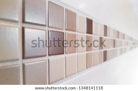 Colse up of modern mosaic tiles on wall - selected focus - narrow depth of field