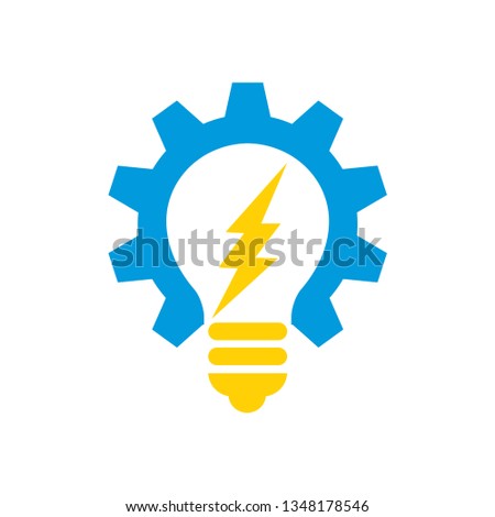 Creative Gear, Bulb and Thunder Bolt Vector Logo Icon Template for Electricity, Power, Plant, Energy, Research, Science and Innovation Bussiness Industry Company