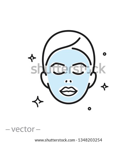 face mask sheet, skin care icon, beauty skin, woman's face linear sign on white background - editable vector illustration eps10 [преобразованный] Royalty-Free Stock Photo #1348203254