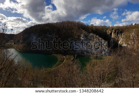 Plitvice lakes in Croatia. Waterfalls, lakes and moutains in Plitvice lakes national park. Beautiful nature and natural habitat for animals. Picture taken on 10th of October 2018. 