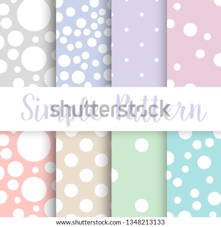 Simple polka dot circle pattern set of seamless backgrounds for digital paper with clipping mask