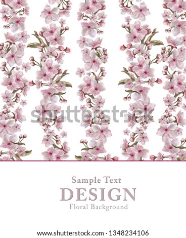 Pink Flower Garland Template with Text Copy Space on White Background. Floral Design for Print, Invitation, Greeting Card, Banner etc. Gorgeous Design for Valentine Day, Wedding, and Romantic Event.