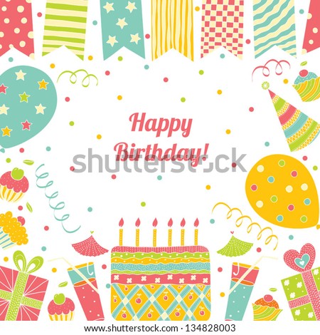 Template for Happy birthday card with place for text.