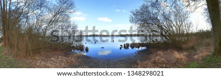 Stunning high resolution panorama of landscapes in northern germany on a sunny spring day