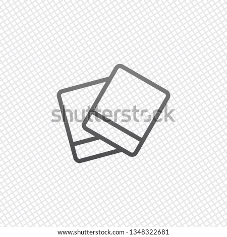 Pair photos, image files, album of pictures, outline linear icon. On grid background
