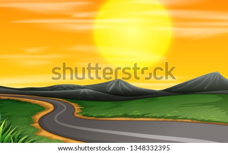 Road through a field illustration