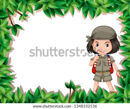 explorer girl in jungle illustration